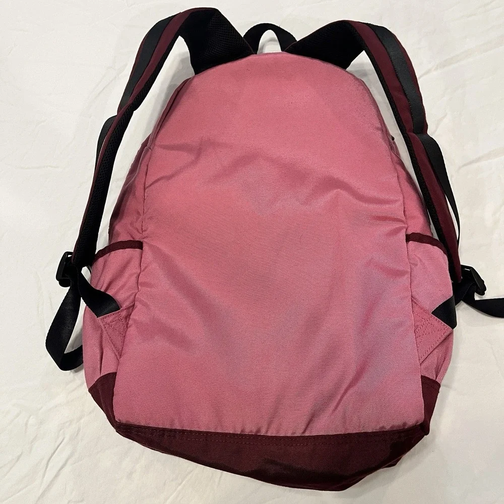 PINK Logo Backpack Pink/Gray/Burgundy Zip Front Pocket Adjustable Straps